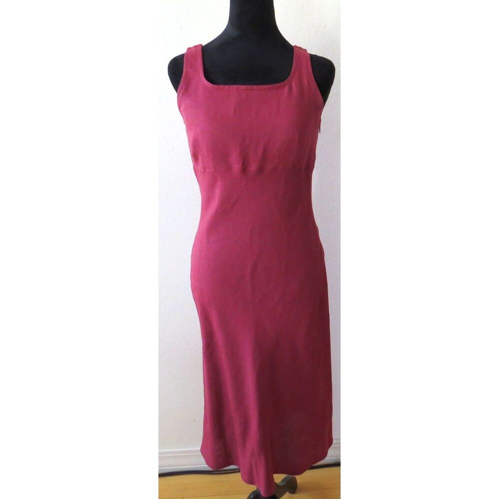 Les Sauterelles  Linen Sleeveless Shift Dress  Berry XS/S *read size  EUC